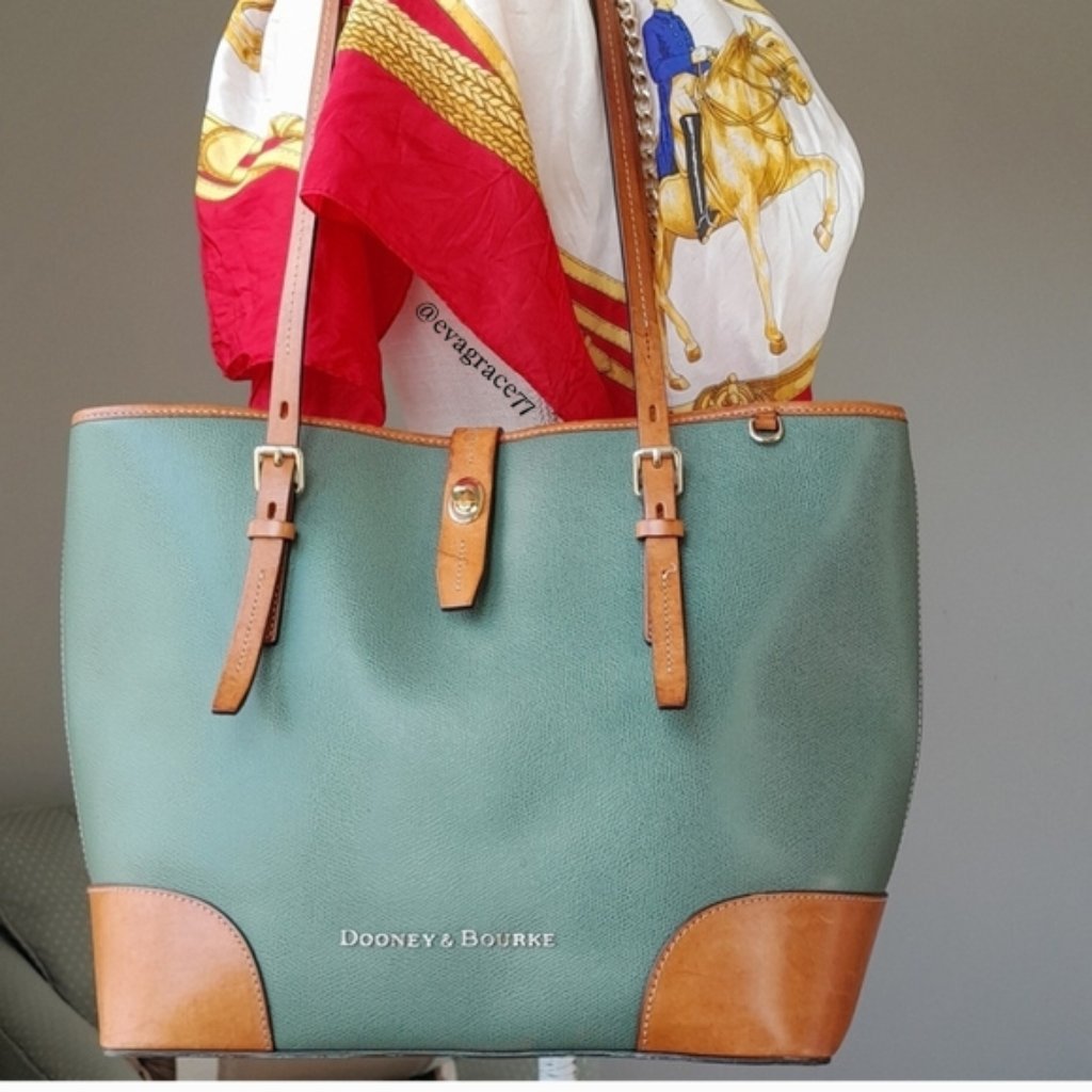 Dooney & Bourke Olive And Tan Leather Tote